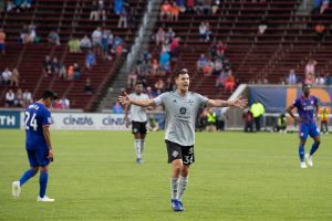 Louisville City Fc’s Paolo Delpiccolo Contests for the Ball on June 12, 2019